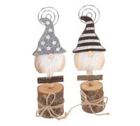 UTHCLO 2 Pezzi Portatessere Natalizi Decorativi Volto con Base Antiscivolo Clip per Memo e Tavolo Accessori Riutilizzabili per Feste Casa e Matrimoni Design Cartoon Festivo Grigio Righe e