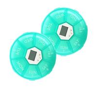 UTHCLO 2 Pezzi Smart Pill Box With Alarm Reminder Automatic Medication Organizer Compact Travel Vitamin Holder Case For Daily Use And Purse