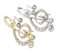 UTHCLO 2 Pezzi Spilla Donna Nota Musicale in Lega Argento con Pietre Luccicanti, Chiusura Sicura e Delicata, Accessorio Raffinato per Cappotti e Cappelli a Concerti e Recital