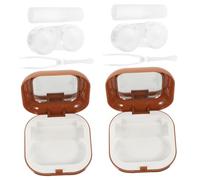 UTHCLO 2 Set custodia per lenti a contatto porta lenti cosmetiche portaobiettivo portatile custodia trasparente per lenti a contatto porta lenti a contatto AbS Marrone