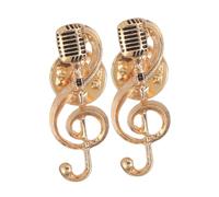 UTHCLO 2pezzi Spilla Musicale Nota e Microfono Accessorio Semplice Moda Per Uomo e Donna Realizzato in Dorata Come Regalo Per Amanti Della Musica Per Occasioni Speciali