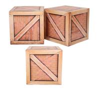 UTHCLO 3 Pezzi Simulazione Legno per Decorazioni Feste Western Cowboy Scatole Porta Oggetti Imitazione Cassa Rustica per Photo Booth e Centrotavola Tema Selvaggio West