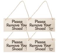 UTHCLO 4 Pezzi Cartello in Legno da Appendere Please Remove Your Shoes con Scritta Chiara Decorazione Vintage per Porta Interni ed Esterni Segnale Rustico per Casa e Regalo Originale