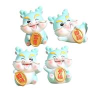 UTHCLO 4 Pezzi Miniature Statue Drago in Resina Blu Decorazioni Car Interior e Desktop Design Cartoon Vivid Facili da Posizionare su Superfici Piane