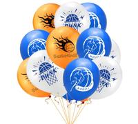 UTHCLO 50 Palloncini in Lattice a Tema Basket, Set da 50 Pezzi 25 Blu e 25 Arancioni, Decorazioni per Feste Casalinghe Sportive, Palloncini Stampati per Eventi a Tema Basket