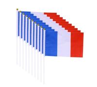 UTHCLO 50 Pezzi Bandiere Francesi Mini Leggere in Poliestere Asta Bianca e Punta Dorata 14x21 Cm per Progetti Scolastici e Partite Internazionali