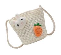UTHCLO Borsa Tracolla Bambina di Stile alla Moda Beige in Paglia Leggera Piccola e Elegante la Spiaggia e Attività All'aperto, Stile alla Moda per Ragazze