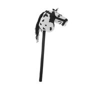 UTHCLO Cavallo a Bastone per Testa di Cavallo in Legno e Tessuto Nero Giocattolo Cavalcabile Migliora L'equilibrio e Stimola la creatività