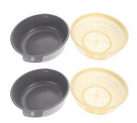 UTHCLO Cestelli per Lavaggio a Doppio Strato in Plastica Grigio Blu, Set da 2 Pezzi, Cestelli per Scolo di Frutta e Verdura, Scolapasta da Cucina Resistente per Uso Quotidiano
