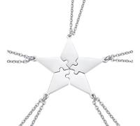 UTHCLO Collana Puzzle in Acciaio Inossidabile a Forma di Stella a Cinque Punte, Set 5 Pezzi Argento Ciondoli, Accessori per Regali di Amicizia e Momenti Familiari