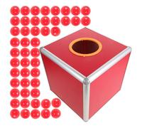 UTHCLO Contenitore Trasparente per Biglietti della Lotteria 25Cm con 50 Palline Rosse Scatola Quadrata Multifunzionale per Giochi Urne per Donazioni e Eventi Custodia per Feste e