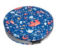 UTHCLO Cuscino Rotondo per Seggiolone Portatile 34 Cm Diametro X 8 Cm Spessore, Rivestimento Anti-schizzi Blu Supporto in Spugna ad Alta Densità e Cinghie Regolabili, Adatto per Sedia