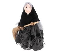 UTHCLO Decorazione Halloween Strega con Scopa Nera Bambola Spaventosa da Appendere Tavolo Figurina Realistica per Festa Casa Stregata Addobbo Versatile e Facile da Installare