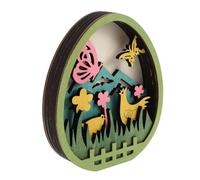 UTHCLO Decorazione Pasquale in Legno a Forma di Uovo di Pasqua Intagliato a Mano, Decorazioni Primaverili da Tavolo la Casa e L’Ufficio, Centrotavola Compatto Conigli Decorativi