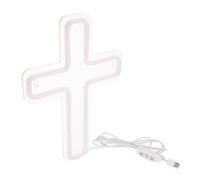 UTHCLO Insegna al Neon a Croce da Parete in Acrilico 29x20 Cm LED Luce Decorativa Bianco Freddo per Eventi Religiosi Matrimonio e Soggiorno