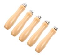 UTHCLO Manici in Legno per Raspa e Lima 5 Pezzi con Collari Metallici Resistenti, Forma Ergonomica per Controllo, Adatti a Trapani Manuali e Filetti Metallici