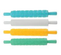 UTHCLO Mattarello per Pizza in Plastica Goffrata 4 Pezzi Impugnatura Comoda, Bastoncino per Biscotti e Pasticceria, per Cucina e Forno Domestico Colore Casuale