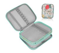 UTHCLO Organizer per Uncinetti con Doppio Scomparto in Oxford Resistente Astuccio Uncinetti con Cerniere Sicure e Design Floreale Custodia Compatta per Strumenti da Uncinetto e Accessori