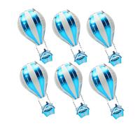 UTHCLO Palloncini in Alluminio a Forma di Mongolfiera 3d, Set da 6 Pezzi Blu, Decorazioni per Feste di Compleanno e Shower, Facile da Gonfiare e Appendere, Atmosfera Festosa per Eventi