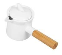 UTHCLO Pentolino in Ceramica Manico in Legno da 350 Ml per Uso Domestico Beccuccio Antigoccia per Latte, Salse e Burro