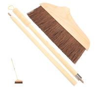 UTHCLO Scopa per Pulizia Casa Manico Legno con Setole Morbide in Palma Bevelata Spazzola per Angoli e Sotto Mobili Scopa per Polvere e Capelli di Animali Facile da Riporre per Appendere