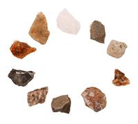 UTHCLO Set 10 Campioni di Roccia Minerale Naturale per Insegnamento, Campioni Irregolari Colori Vari, Espositore e Decorazione da Tavolo per Lezioni di Geologia e Scienze