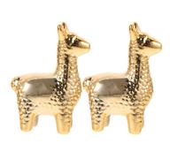 UTHCLO Set 2 Mini Statue Alpaca in Ceramica Dorata Sculture Decorative Moderne da Tavolo per Ufficio e Casa Ornamenti Animali per Libreria Camera da Letto e Scrivania