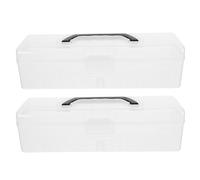UTHCLO Set 2 Portapennelli Trasparente Rettangolare 30X9X9 CM con Manico Contenitore Plastica per Acquerelli e Articoli Artistici Custodia Porta Spazzole Piccola e Portatile per