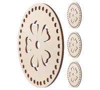 UTHCLO Set 4 Pezzi Basi in Legno Rotonde per Cestini Uncinetto con Fori, Fondi Grezzi per Borse Fai da Te, Accessori Artigianali per Creazioni Tessute e Decorazioni Casa