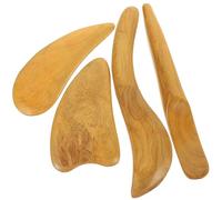 UTHCLO Set 4 Pezzi Raschietti Gua Sha in Legno per Massaggio Viso e Corpo, Strumenti di Bellezza Rilassanti Bordi Lisci, per Uso Lozioni e Miglioramento Circolazione Sanguigna