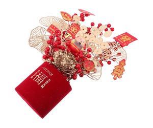 UTHCLO Set Decorazioni Capodanno Cinese Rosse per Tavolo Kit Fai da Te Bonsai Artificiale Decorazioni Festa Primavera per Casa e Ufficio