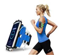 UTHCLO Supporto Cellulare da Braccio Girevole con Fascia Regolabile per Cavo Porta Telefono Sportivo per Outdoor e Corsa Adatto Tutte le Dimensioni del Braccio Blu