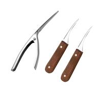 UTHCLO Utensili per Gamberi in Acciaio Resistenti con Manico in Legno di Noce Sbuccia e Pulisci Gamberi Strumenti Cucina Ergonomici per Uso Domestico e Professionale