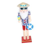 UTHCLO Wooden Nutcracker Figurine Hawaiian Style Christmas Desktop Decor Vivid Tabletop Ornament For Home Hotel Shop Simple Color Charming Holiday Decoration
