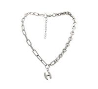 UTHTY Collana di Moda Hip Hop Collana Semplice Color Argento Donna Uomo Punk Chunky H Lettera Ciondolo Collana Girocollo Gioielli Collana Femminile