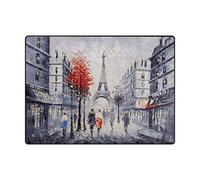 UTHTY Tappeti for la casa Moderni Pittura a Olio Street Paris House Tappeto Antiscivolo 5 'x 7' for Soggiorno Sala da Pranzo Camera da Letto Cucina Corridoio Ufficio Moderno Decorativo for la casa