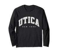 Utica New York NY Varsity Style testo bianco Maglia a Manica