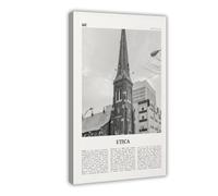 Utica Stampa in bianco e nero, New York, Stati Uniti, città degli Stati Uniti, stampa artistica da parete moderna, stampa artistica da parete, per soggiorno e camera da letto, 60 x 90 cm