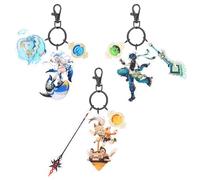 UTIEHD Portachiavi dei personaggi di Genshin Impact, set da 3 portachiavi in acrilico a forma di personaggi Anime (Kinich/Mualani/Kachina)