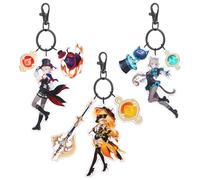 UTIEHD Portachiavi dei personaggi di Genshin Impact, set da 3 portachiavi in acrilico a forma di personaggi Anime (Lyney/Lynette/Navia)