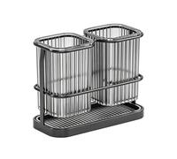Util - Contenitore per forchette, tazze, bacchette, organizzatore da banco da cucina per pelapatate, supporto per asciugare posate, paglia, utile
