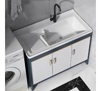 Utili - Lavello con armadietto e rubinetto, versatile per lavaggio a mano, per lavanderia e bagno, ideale per interni ed esterni