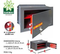 Utilia security cassaforte da muro chiusura con chiave mm. 260x150x180 h - Utili