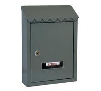 UTILIA Cassetta Postale Capri cm. 21x6x30 h, Porta Lettere in Lamiera Verniciata con Tetto, Feritoia Superiore Posteriore, Cassetta della Posta da Esterno con Serratura a Cilindro, 2 Chiavi (Grigio)