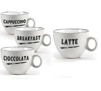 UTILISSIMI EDITACASA - Kit - Set 4 Tazza Mug Da Colazione per Cappuccino Latte Cioccolata - Caffè a Tinta Unita Semplice Elegante - Capienza 460 ml (bianco)
