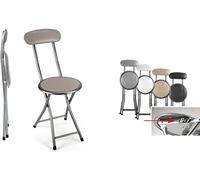 Utilissimi EDITACASA - Sgabello pieghevole Slim con Schienale,altezza seduta 45cm, colori assortiti per Interno Sala da Pranzo Salotto Cucina Ufficio