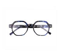 Utilissimi Occhiali da Lettura Donna Tartarugati Blu e Neri Esagonali con Cerniere Flex (Blu e Nero, 3, Diottria)