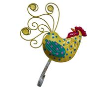 Utilità da parete per cucina Decorazione con gallo Gancio singolo in metallo per asciugamani Grembiuli Corridoio Ingresso Accento per fattoria Fascino con gallo Gancio da parete in metallo decorativo