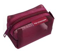 Utilità retrò in nylon per chiavi, penne, oggetti essenziali da viaggio, con cerniere sicure, sacchetti in rete retrò, Rosso, Bellezza di massa