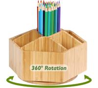 Utilizzo multifunzionale per aula, ufficio, cosmetici, cucina. Ampie sezioni di stoccaggio. Materiale ecologico in bambù. Design girevole a 360